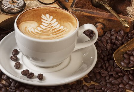 COFFEE - watch, glasses, beans, coffee, coffee beans, book, still life, cup