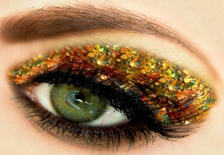 Autumn eye - face, make-up, pretty, beautiful, sparkling, nice, golden, lovely, eye, autumn, colorful