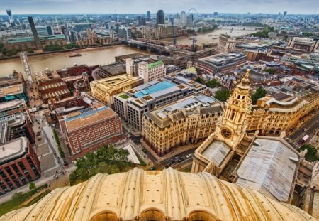 amazing view of london - river, city, ferris wheel, bridge