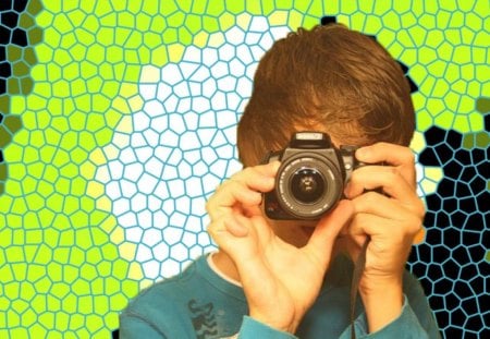 Photographer Mosaic - mosaic, photographer, green, black