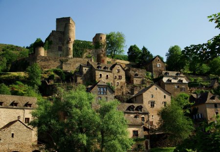 *** FRANCE-Belkastel *** - slope, trees, castle, top, architecture, old, monuments