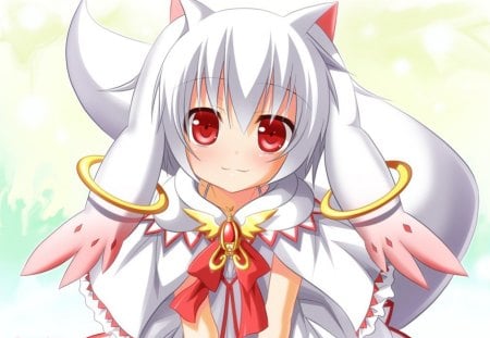 mahou shoujo madoka magica - manga, anime, neko girl, red eyes