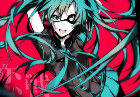 Anime - vocaloid, red, anime, eyepatch, miku