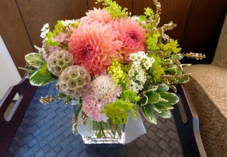 *** Just beautiful bouquet *** - flowers, vase, nature, simplicity, flower, dahlias