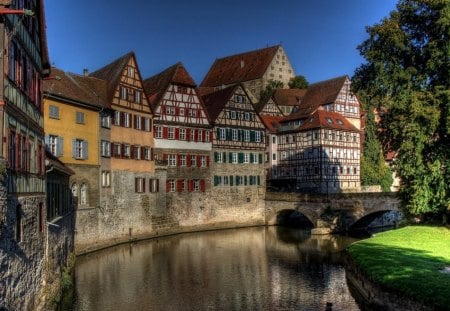 ***  GERMANY-Schwbisch Hall *** - old, city, houses, monuments, architecture, sky, bay