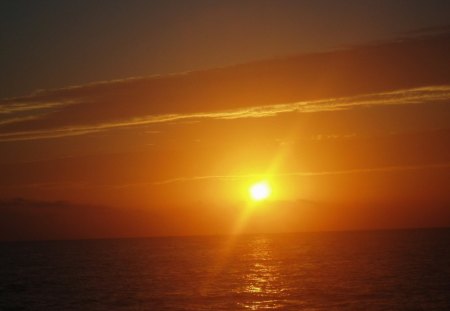 Sunset over Ibiza Sea - nature, spain, beach, ibiza, sea, sun, sky