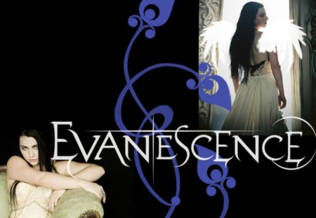 Amy Lee - black, evanescence, amy, blue, wings, lee