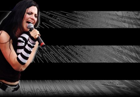 Amy Lee - evanescence, amy, stripes, black, gray, lee