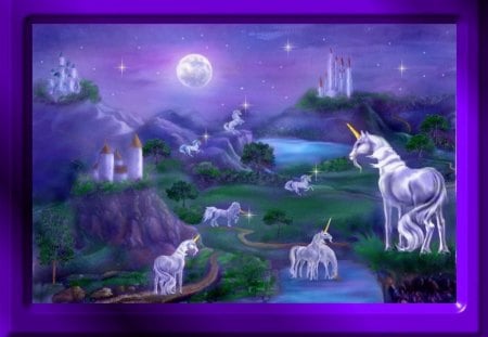 mystical evening - fantasy, unicorns