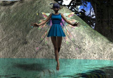 Water fairy - fantasy, water, fish, fairy, abstract