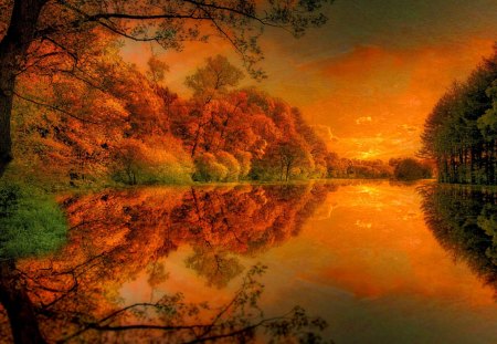 AUTUMN MIRROR - river, reflection, nature, autumn