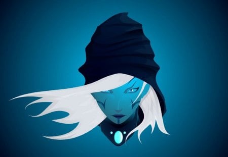 gothic style - white, face, witch, cap, dota, blue, babe, logo