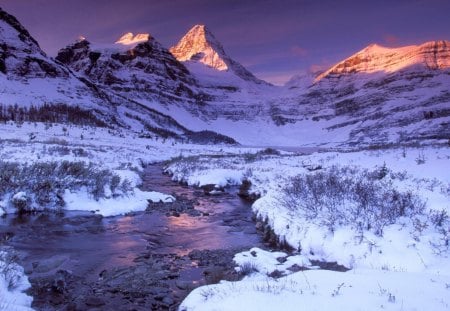 Winter time - river, ice, winter, nature, snow, mountain