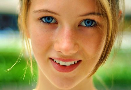 Blue Eyes Blonde - up, blue, girl, eyes, blonde, smile, close, face, teeth