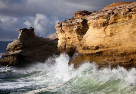 Canyon - sky, ocean, canyon, waves