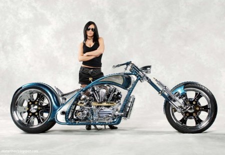 Chopper - gold accents, custom, bike, model