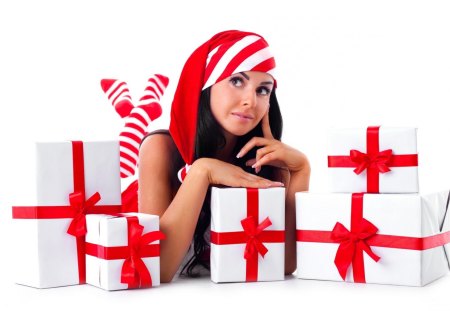 *** Christmas girl and gifts *** - gifts, santa, holidays, girl, christmas