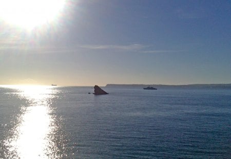 Early morning at Meadfoot - nature, sea, rocks, sun, sky