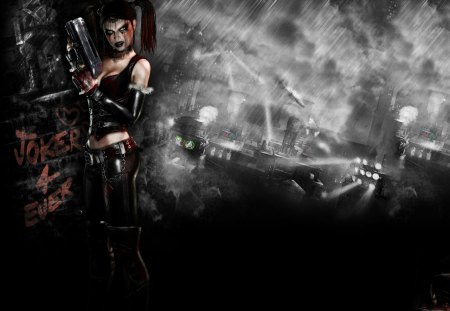 Harley Quinn - batman, batman arkham city, game, dark, villain, black