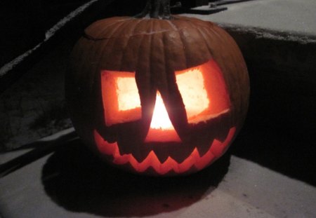 lighted Pumpkin - orange, pumpkin, photography, light