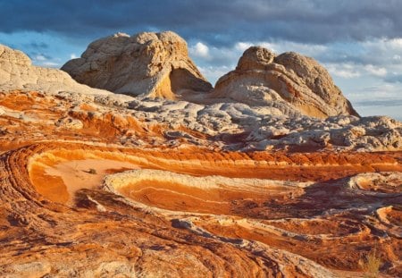 Sandstone Fantasyland, Arizona - clouds, stone, sandstone, rock, daylight, orange, sand, nature, day, sky, canyon