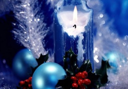 Christmas,candle,decoration - pretty, xmas, decoration, blue