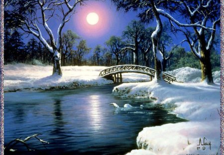 winter moon - winter, moon, beauty, animation