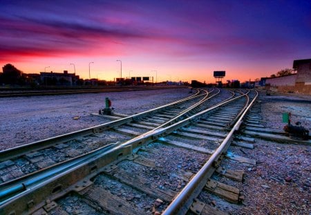 SUNSET TRACKS - city, railway, tracks, sunset