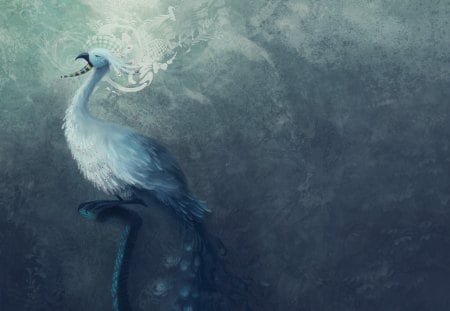 Peacock - peacock, art, fantasy, textures, minimalistic