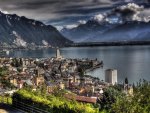 gorgeous montreux switzerland on lake geneva hdr