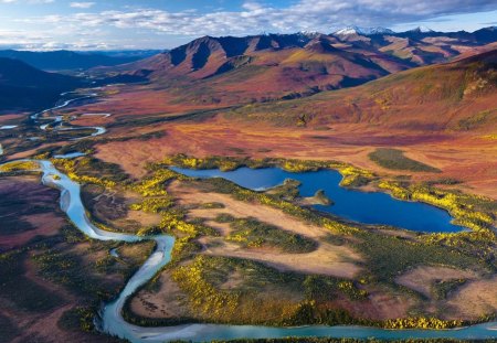 Gates of Arctic - clouds, water, landscape, daylight, river, nature, field, mountains, day, sky