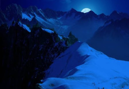 Moon Over Mountains - moon, night, nature, mountain