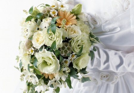 * Special day * - wedding, roses, white dress, bouquet, bride, lovely, special day, beautiful, flowers