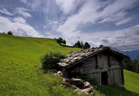 Alpine Cabin - alpine, mountain, cabin, sky