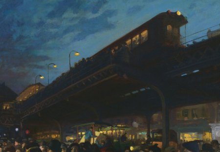 John Sloan - The Six O'Clock - american, new york, train, twentieth century