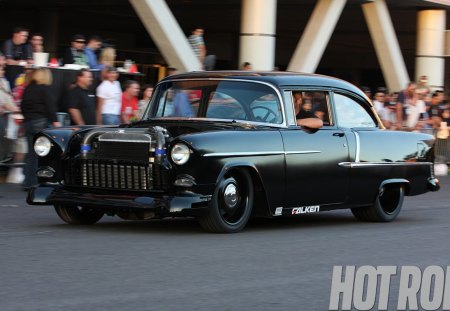 55 Chevy - black, bowtie, gm, classic