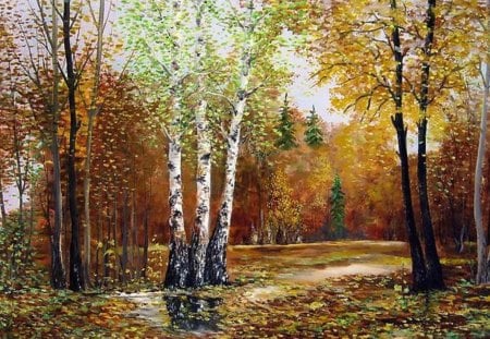 Usyanov Vladimir. Indian summer - painting, usyanov vladimir, art, forest, tree