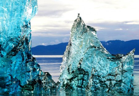 ICE ROCKS - winter, iceberg, rock, ocean