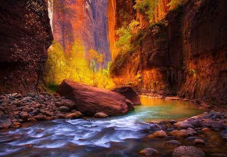 Beautiful colors - pretty, amazing, creek, splendor, landscape, stream, outdoor, ul, color, water, beautiful, valley, stones, colorful, river, nature, rocks, canyon