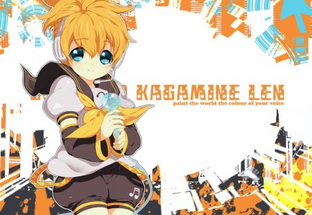 Kagamine Len - vocaloid, yellow, kagamine len, video games, microphone, other