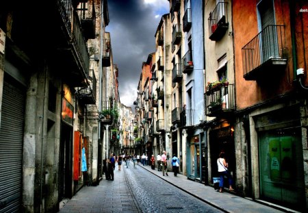 ✼Art on the Street Girona✼ - artistic, people, attractions in dreams, creative pre-made, walking, streets, most downloaded, shops, houses, other, grocery, roads, art of streets, weird things people wear, architecture, ancient, old town, love four seasons