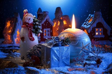 Merry Christmas - winter, magic, blue, amazing, beautiful, candle, colors, light, christmas, colorful, merry christmas