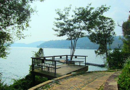 lakeside promenade - lakeside, promenade, tree, footpath