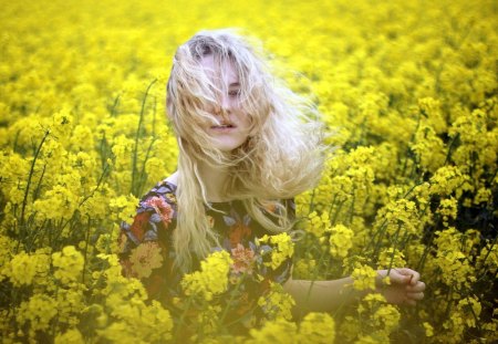 women - flowers, models, women, hair