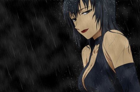 Alphard Al Shua - canaan, girl, female, lone, rain, dark background, night, alphard al shua, anime