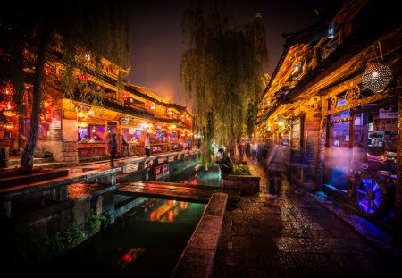 Chinese Market - nice, marvellous, trees, people, photography, great, wonderful, super, amazing, pretty, evening, river, architecture, nightlife, chinese market, china, skyphoenixx1, adorable, night, wallpaper, stunning, outstanding, picture, beautiful, awesome, merchants, lights, fantastic