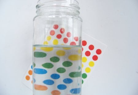 Refraction - bent, rainbow, jar, light, water, stickers