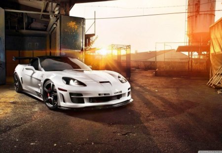 chevrolet corvette C6ZR1 - sunset, car, corvette, chevy