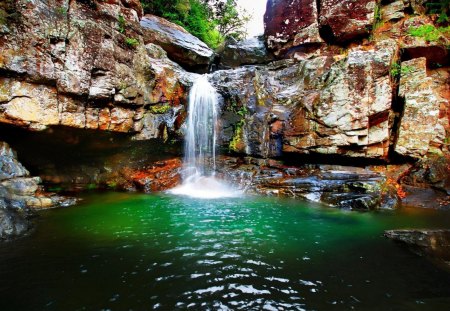 Crystal Creek, Brisbane City, Queensland, Australia - cave, trees, waterfalls, water, falls, rock, daylight, river, nature, day, sky, canyon