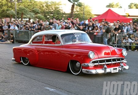 2 Tone Chevy - white, red, bowtie, classic